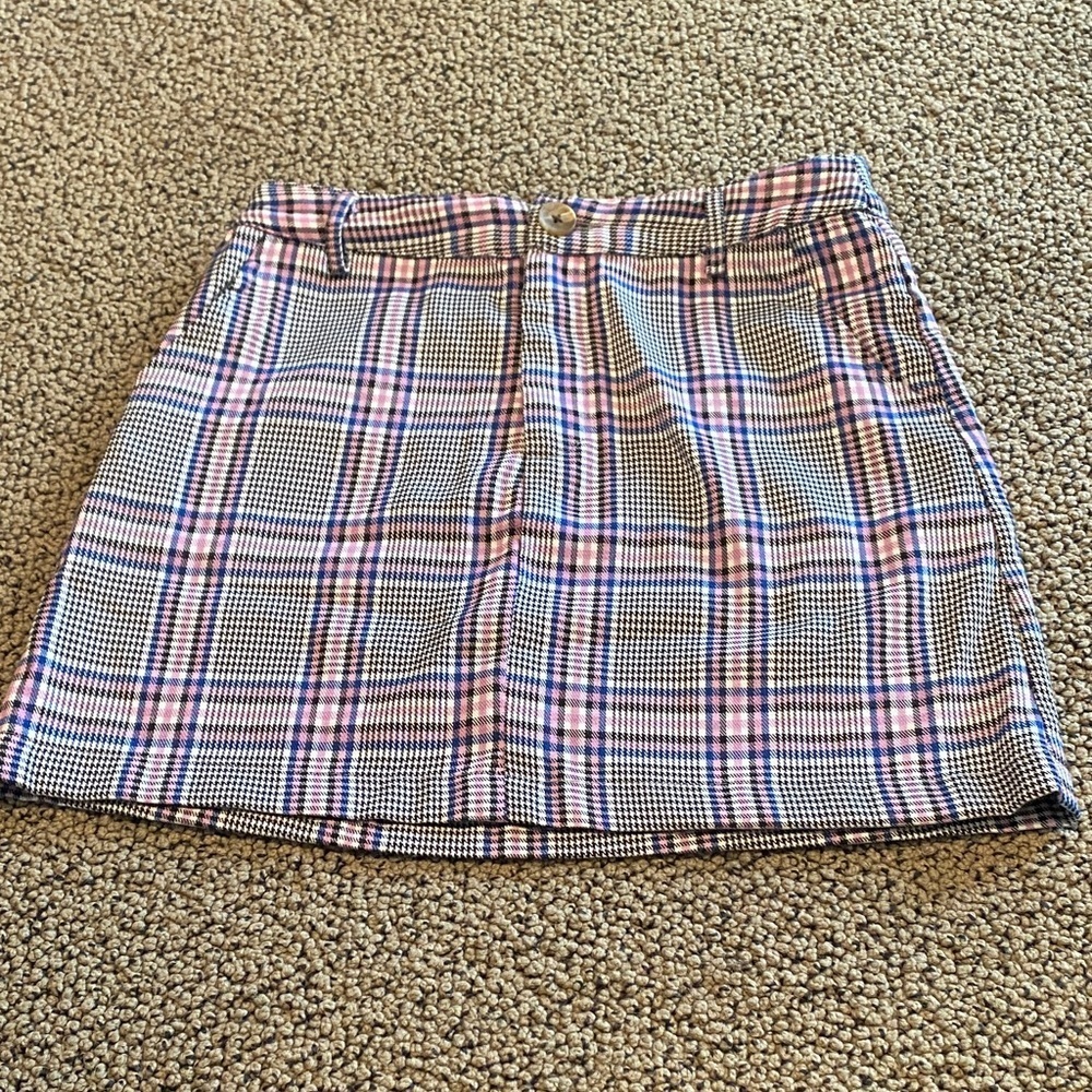 Sans Souci Plaid Mini Skirt - Pink and Blue